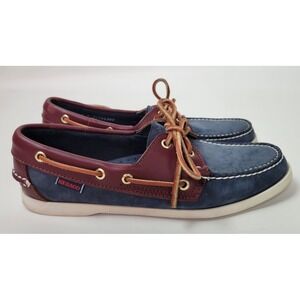 Sebago Womens Docksides Portland Nubuck‎ Waxy Blue Universe  Brown 9 N